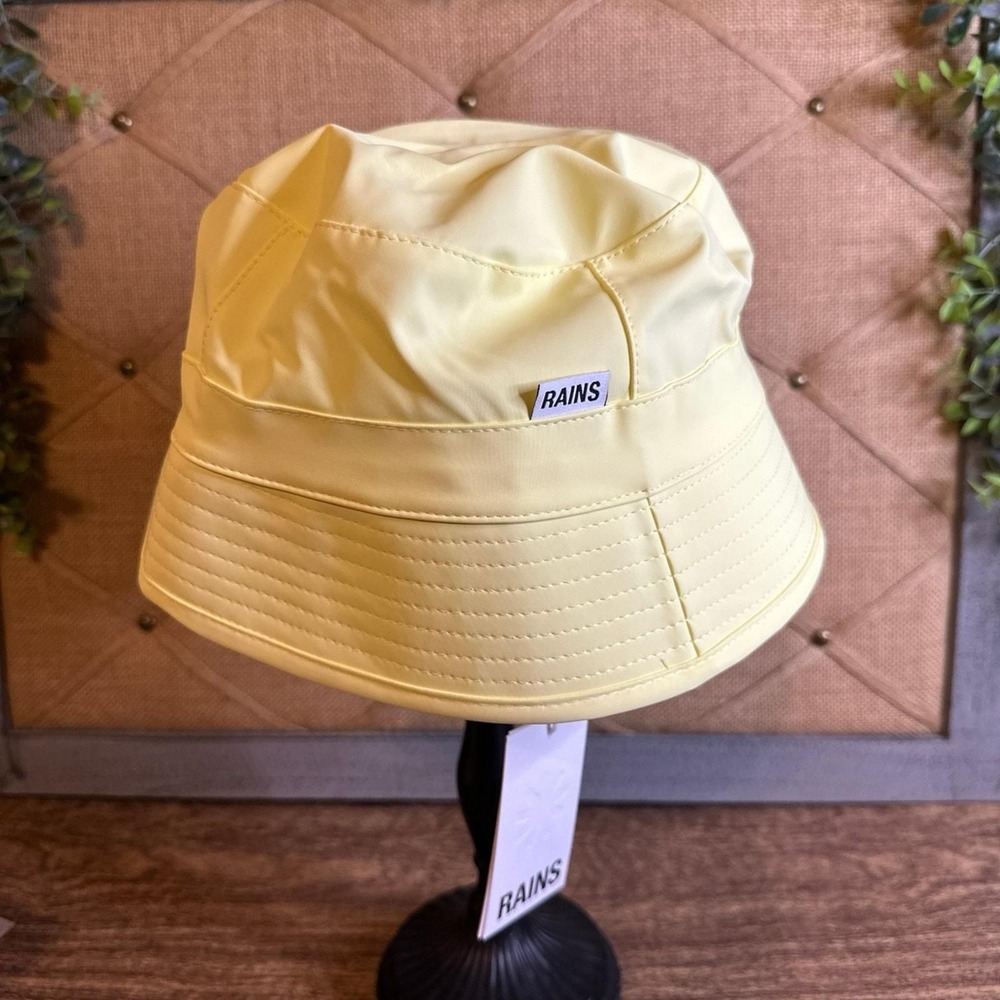 NWT Rains Yellow Bucket Hat Waterproof Rain Sun Unisex Size XS-Med - Rains